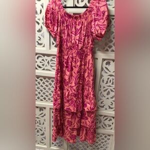 Knox Rose Pink and Coral Puff Sleeve Maxi Sundress